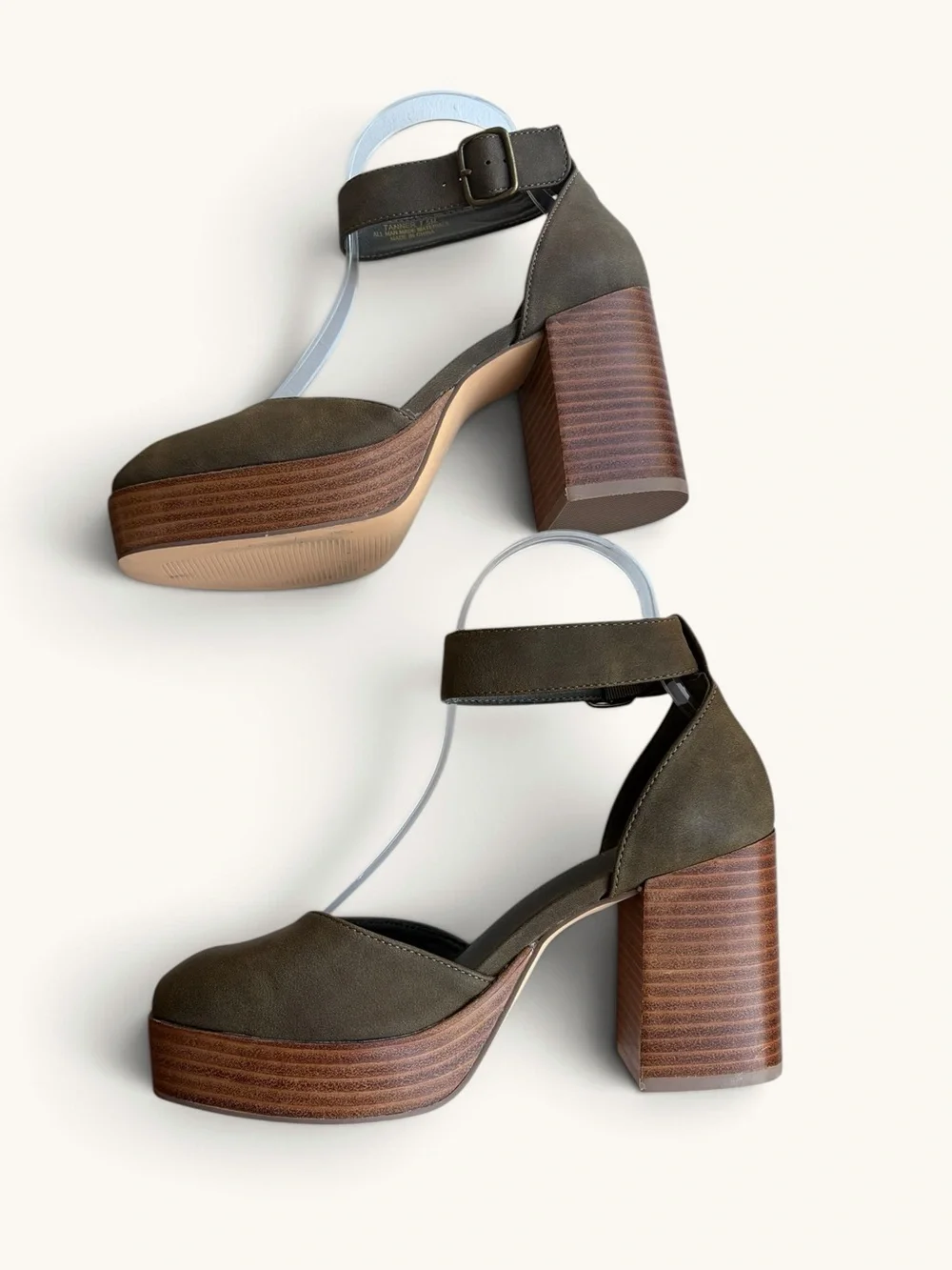 House of Harlow 1960 Olive Ankle-Strap Platform Heels